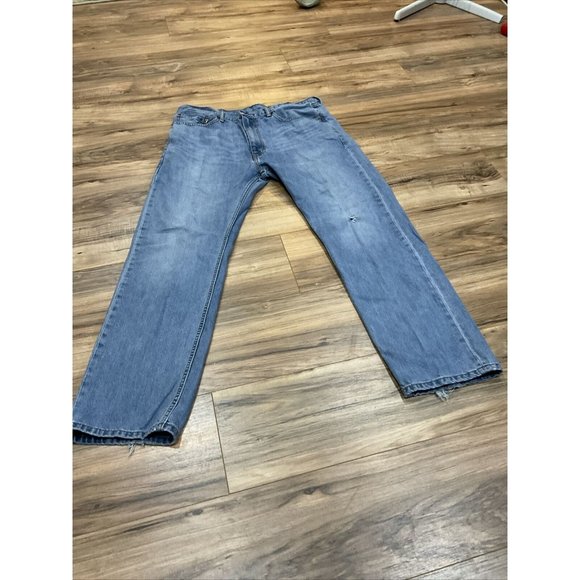 Vintage Levi’s 505 Jeans Mens 38 x 32 Made in USA Light Wash 90s Small Hole Left - Picture 1 of 16